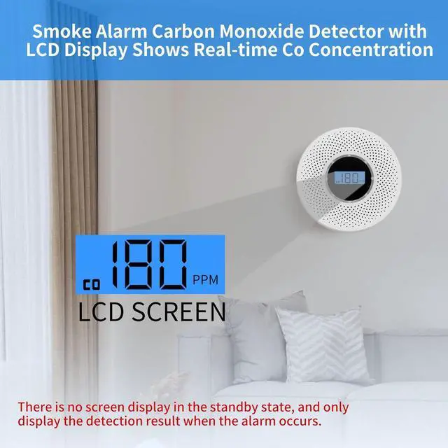 Alt view image 2 of 7 - WERLEO Smoke Detector Carbon Monoxide Detector Combo with Digital Display and Sound Light Alarm, 2-in-1 Smoke & CO Alarm with Battery Operated for Home, Travel or RV