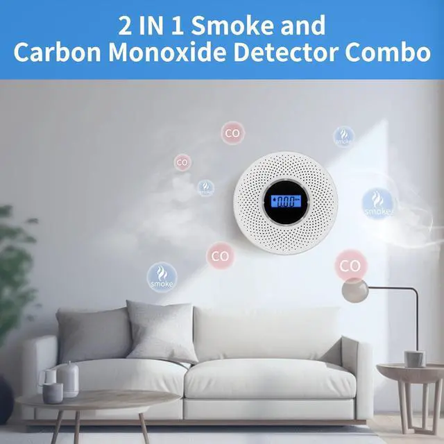 Alt view image 5 of 7 - WERLEO Smoke Detector Carbon Monoxide Detector Combo with Digital Display and Sound Light Alarm, 2-in-1 Smoke & CO Alarm with Battery Operated for Home, Travel or RV