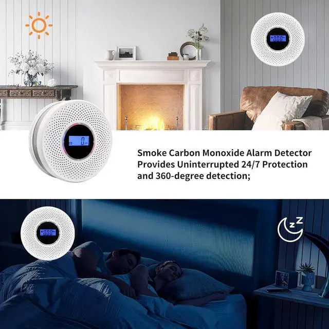 Alt view image 7 of 7 - WERLEO Smoke Detector Carbon Monoxide Detector Combo with Digital Display and Sound Light Alarm, 2-in-1 Smoke & CO Alarm with Battery Operated for Home, Travel or RV