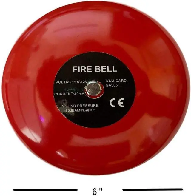 Alt view image 2 of 7 - WERLEO Fire Alarm Bell - 6 Inches Ringing Bell - 12 Volt DC Bell Extra Loud Doorbell, Chime Alarm Or Multi Purpose Bell. Can Be Wired Into Any Device with 12V DC Output