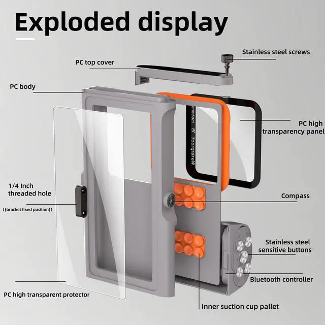 Alt view image 6 of 7 - WERLEO Universal Waterproof Phone Case for Snorkeling Diving Swimming Surfing Scuba Bluetooth Control for Phone16/15/14 Pro Max Samsung Galaxy S25/S24/S23 Ultra up to 6.9"