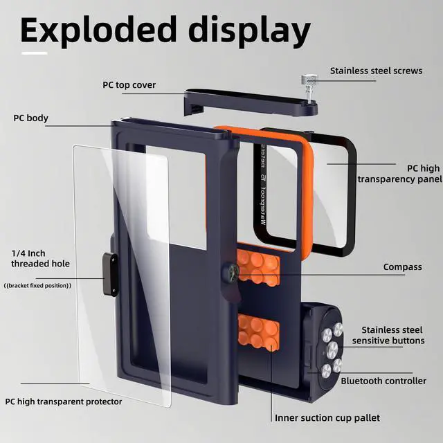 Alt view image 6 of 7 - WERLEO Universal Waterproof Phone Case for Snorkeling Diving Swimming Surfing Scuba Bluetooth Control for Phone16/15/14 Pro Max Samsung Galaxy S25/S24/S23 Ultra up to 6.9" Blue