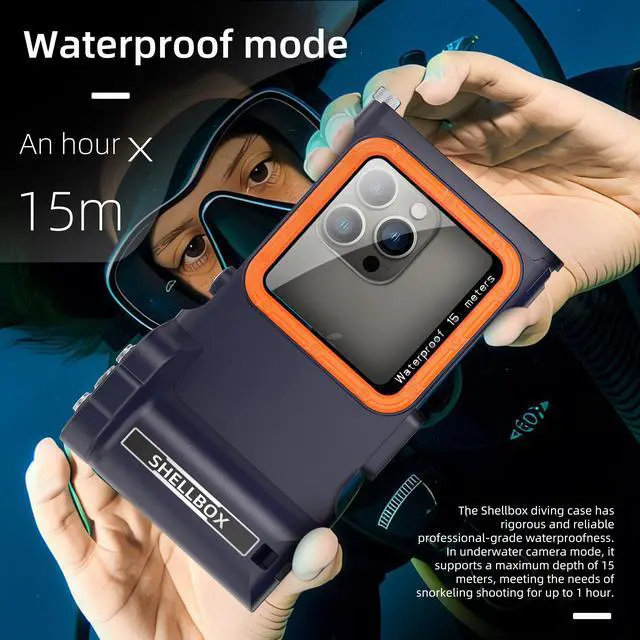 Alt view image 2 of 7 - WERLEO Universal Waterproof Phone Case for Snorkeling Diving Swimming Surfing Scuba Bluetooth Control for Phone16/15/14 Pro Max Samsung Galaxy S25/S24/S23 Ultra up to 6.9" Blue
