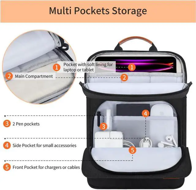 Alt view image 3 of 7 - WERLEO 13 - 14 Inch Laptop Shoulder Bag Carrying Case for Macbook Air 13" M4 M3 M2 A3420 A3113/ MacBook Pro 14 M4 M3 M2 M1/ 13" iPad Pro M4/ iPad Air M3 M2 2025, Vertical Laptop Sleeve Handbag
