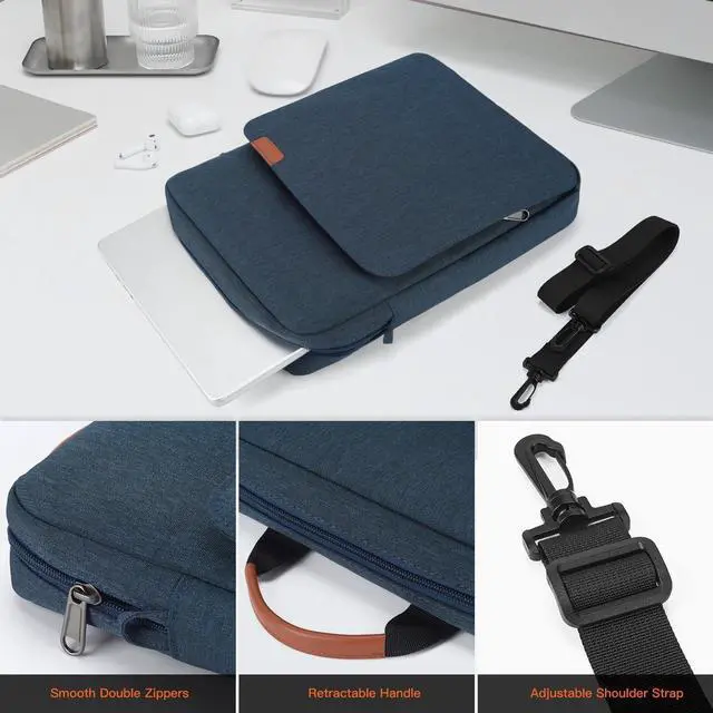 Alt view image 3 of 7 - WERLEO 13 - 14 Inch Laptop Shoulder Bag Carrying Case for Macbook Air 13" M4 M3 M2 A3420 A3113/ MacBook Pro 14 M4 M3 M2 M1/ 13" iPad Pro M4/ iPad Air M3 M2 2025, Vertical Laptop Sleeve Handbag Blue