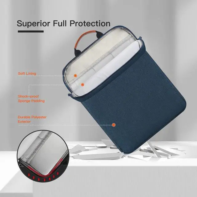 Alt view image 5 of 7 - WERLEO 13 - 14 Inch Laptop Shoulder Bag Carrying Case for Macbook Air 13" M4 M3 M2 A3420 A3113/ MacBook Pro 14 M4 M3 M2 M1/ 13" iPad Pro M4/ iPad Air M3 M2 2025, Vertical Laptop Sleeve Handbag Blue