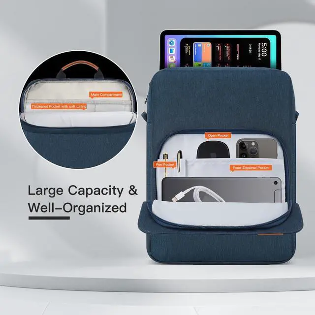 Alt view image 6 of 7 - WERLEO 13 - 14 Inch Laptop Shoulder Bag Carrying Case for Macbook Air 13" M4 M3 M2 A3420 A3113/ MacBook Pro 14 M4 M3 M2 M1/ 13" iPad Pro M4/ iPad Air M3 M2 2025, Vertical Laptop Sleeve Handbag Blue