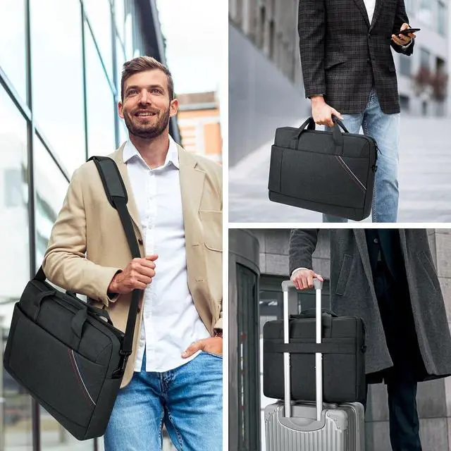 Alt view image 6 of 6 - WERLEO 15 - 15.6 Inch Laptop Shoulder Bag for Man Work Briefcase Slim Computer Carrying Case Handbag with Shoulder Strap