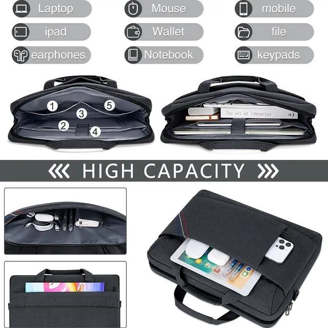 Alt view image 5 of 6 - WERLEO 15 - 15.6 Inch Laptop Shoulder Bag for Man Work Briefcase Slim Computer Carrying Case Handbag with Shoulder Strap