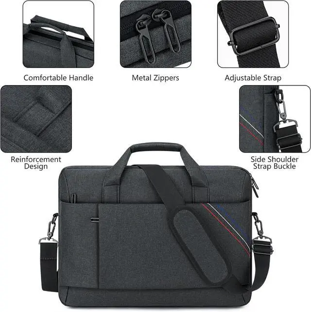 Alt view image 4 of 6 - WERLEO 15 - 15.6 Inch Laptop Shoulder Bag for Man Work Briefcase Slim Computer Carrying Case Handbag with Shoulder Strap