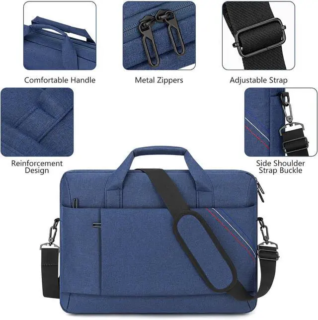 Alt view image 3 of 6 - WERLEO 15 - 15.6 Inch Laptop Shoulder Bag for Man Work Briefcase Slim Computer Carrying Case Handbag with Shoulder Strap Blue
