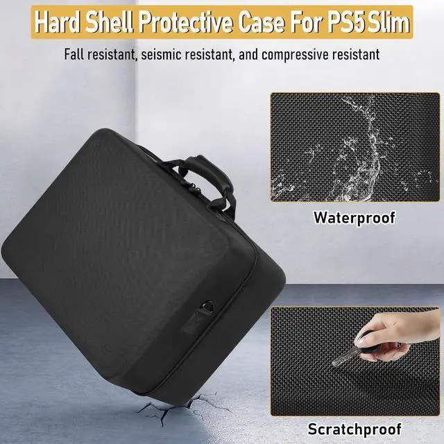 Alt view image 4 of 7 - WERLEO Hard Shell Carrying Case Compatible with PS5 Slim, Travel Bag for PlayStation 5 Slim Disk Digital Edition, Games, Headset and Gaming Accessories