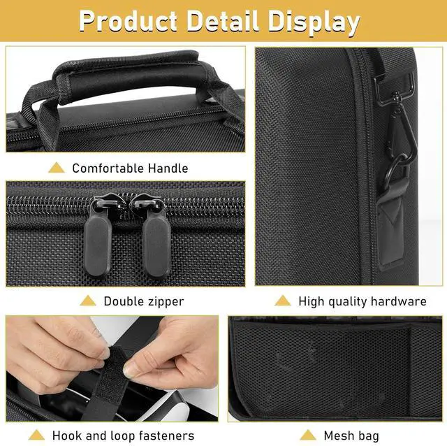 Alt view image 3 of 7 - WERLEO Hard Shell Carrying Case Compatible with PS5 Slim, Travel Bag for PlayStation 5 Slim Disk Digital Edition, Games, Headset and Gaming Accessories