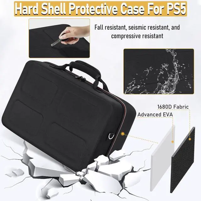 Alt view image 2 of 7 - WERLEO Hard Shell Carrying Case Compatible with PS5, Travel Bag Holds PlayStation 5 Disk Digital Edition, Games and Gaming Accessories