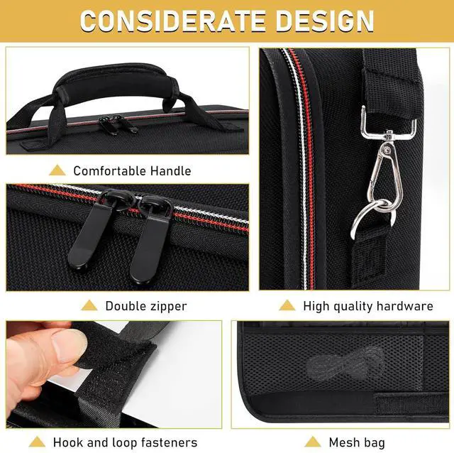 Alt view image 4 of 7 - WERLEO Hard Shell Carrying Case Compatible with PS5, Travel Bag Holds PlayStation 5 Disk Digital Edition, Games and Gaming Accessories