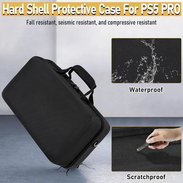 Alt view image 4 of 7 - WERLEO Hard Shell Carrying Case Compatible with PS5 Pro, Travel Bag Holds PlayStation 5 Pro Disk Digital Edition, Games, Headset and Gaming Accessories