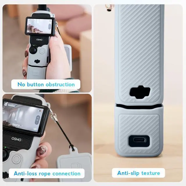 Alt view image 5 of 7 - WERLEO For Pocket 3 Case, Soft Silicone Protective Case Compatible with DJI Osmo Pocket 3 Creator Combo, Lightweight creen Protector Grip Cover Accessories Grey