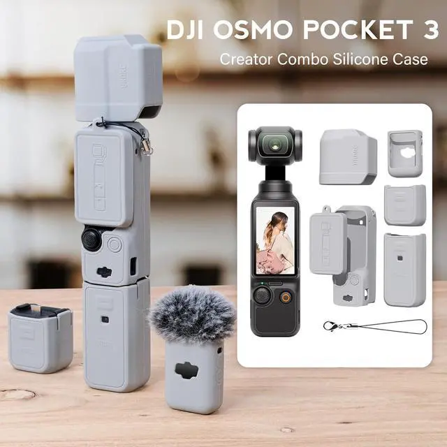 Alt view image 4 of 7 - WERLEO For Pocket 3 Case, Soft Silicone Protective Case Compatible with DJI Osmo Pocket 3 Creator Combo, Lightweight creen Protector Grip Cover Accessories Grey