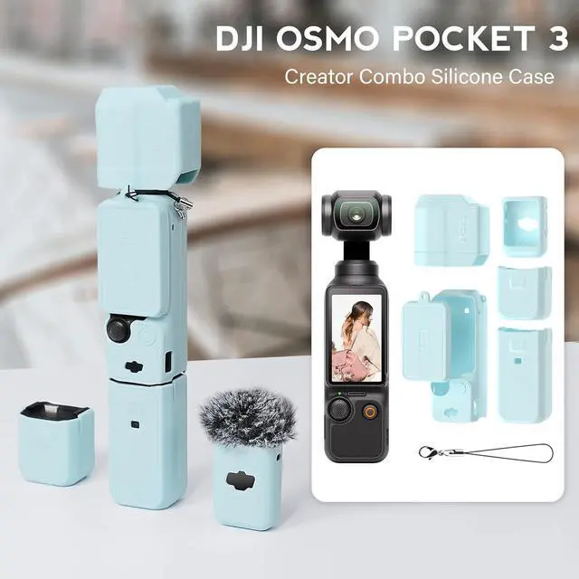 Alt view image 3 of 7 - WERLEO For Pocket 3 Case, Soft Silicone Protective Case Compatible with DJI Osmo Pocket 3 Creator Combo, Lightweight creen Protector Grip Cover Accessories Light Blue