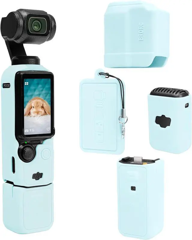 Main image of WERLEO For Pocket 3 Case, Soft Silicone Protective Case Compatible with DJI Osmo Pocket 3 Creator Combo, Lightweight creen Protector Grip Cover Accessories Light Blue