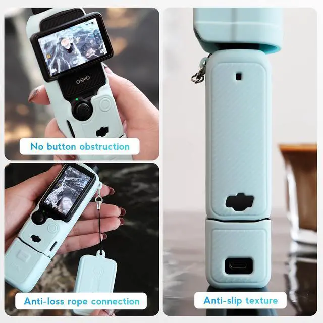 Alt view image 4 of 7 - WERLEO For Pocket 3 Case, Soft Silicone Protective Case Compatible with DJI Osmo Pocket 3 Creator Combo, Lightweight creen Protector Grip Cover Accessories Light Blue