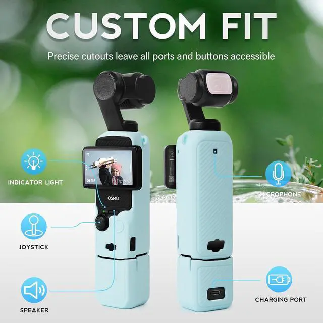 Alt view image 6 of 7 - WERLEO For Pocket 3 Case, Soft Silicone Protective Case Compatible with DJI Osmo Pocket 3 Creator Combo, Lightweight creen Protector Grip Cover Accessories Light Blue