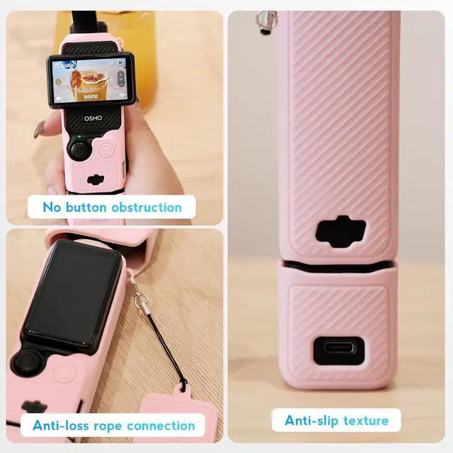 Alt view image 2 of 7 - WERLEO For Pocket 3 Case, Soft Silicone Protective Case Compatible with DJI Osmo Pocket 3 Creator Combo, Lightweight creen Protector Grip Cover Accessories Pink