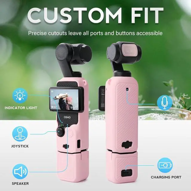 Alt view image 5 of 7 - WERLEO For Pocket 3 Case, Soft Silicone Protective Case Compatible with DJI Osmo Pocket 3 Creator Combo, Lightweight creen Protector Grip Cover Accessories Pink