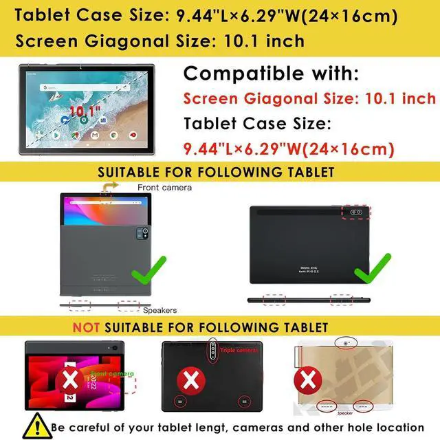 Alt view image 2 of 7 - WERLEO Okaysea 10.1 inch Silicone Tablet Case with Stylus Pen & Shoulder Strap, Moderness 10.1" Case, Soft Portable Protective Cover for QunyiCO 10.1, Azeyou Tab 6 10 inch Blue