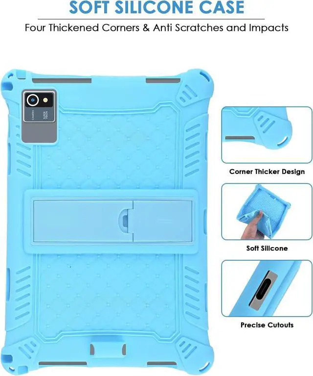 Alt view image 7 of 7 - WERLEO Okaysea 10.1 inch Silicone Tablet Case with Stylus Pen & Shoulder Strap, Moderness 10.1" Case, Soft Portable Protective Cover for QunyiCO 10.1, Azeyou Tab 6 10 inch Blue
