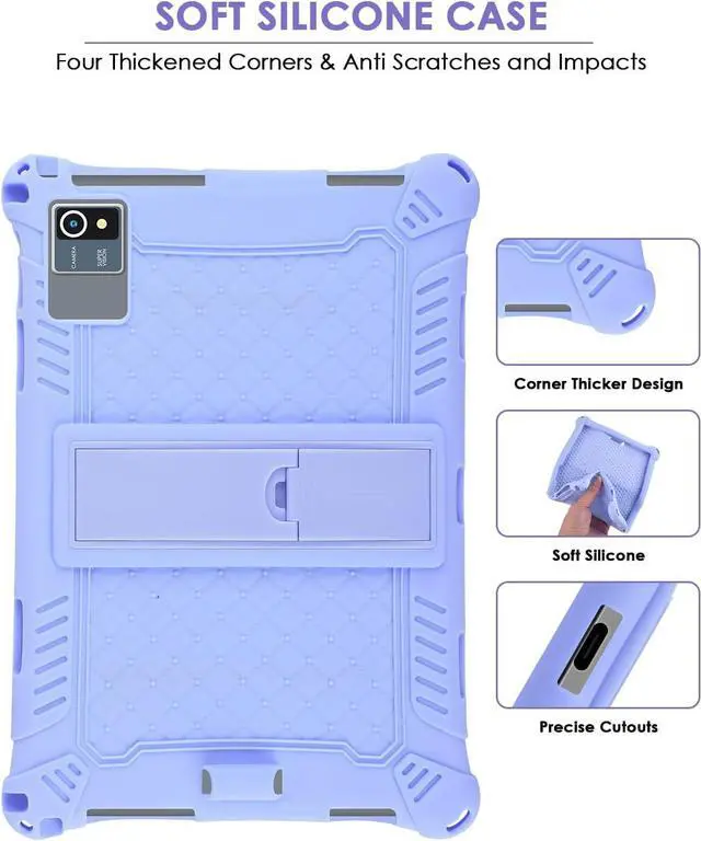 Alt view image 7 of 7 - WERLEO Okaysea 10.1 inch Silicone Tablet Case with Stylus Pen & Shoulder Strap, Moderness 10.1" Case, Soft Portable Protective Cover for QunyiCO 10.1, Azeyou Tab 6 10 inch Purple