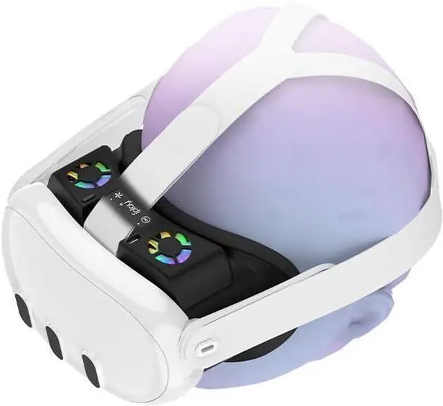 Alt view image 7 of 7 - WERLEO Face Cover Cooling Fan for Oculus Quest 3, Comfortable Foam Pad Fan Cooler with 2 RGB Modes, Active Air Circulation Ventilation to Relieve Lens Fogging - Black