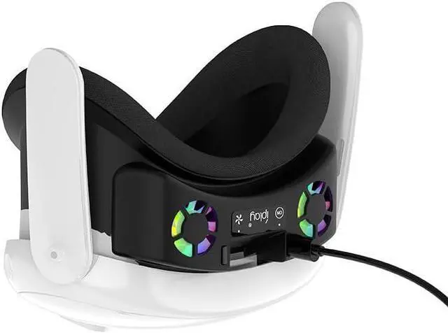 Alt view image 6 of 7 - WERLEO Face Cover Cooling Fan for Oculus Quest 3, Comfortable Foam Pad Fan Cooler with 2 RGB Modes, Active Air Circulation Ventilation to Relieve Lens Fogging - Black