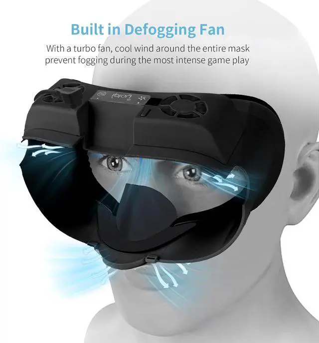 Alt view image 5 of 7 - WERLEO Face Cover Cooling Fan for Oculus Quest 3, Comfortable Foam Pad Fan Cooler with 2 RGB Modes, Active Air Circulation Ventilation to Relieve Lens Fogging - Black