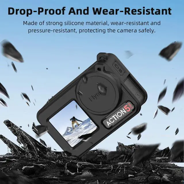 Alt view image 3 of 7 - WERLEO  Silicone Case for OSMO Action 5 Pro, Shockproof Scratch-Resistant Protective Sleeve Cover Compatible with DJI Action 4/3, Camera Accessories with Lens Cap Wrist Strap Rope