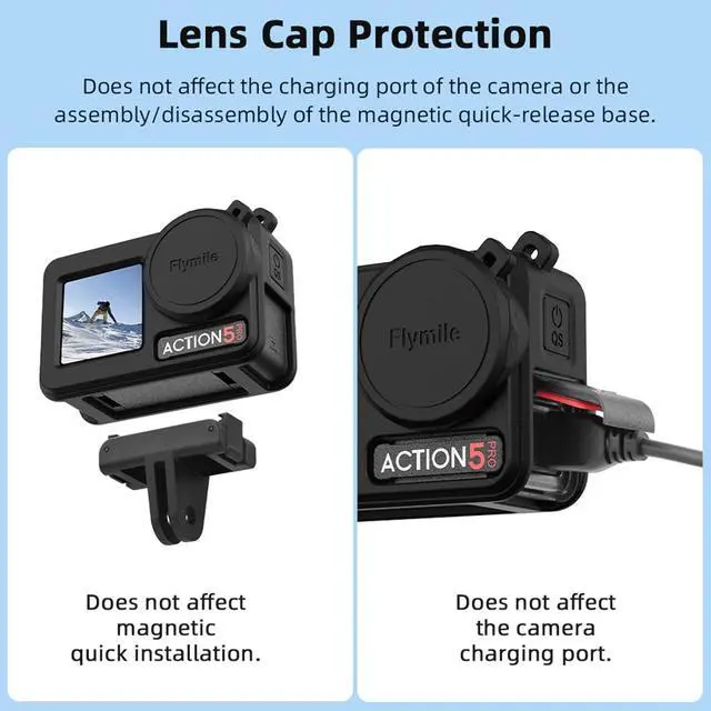 Alt view image 4 of 7 - WERLEO  Silicone Case for OSMO Action 5 Pro, Shockproof Scratch-Resistant Protective Sleeve Cover Compatible with DJI Action 4/3, Camera Accessories with Lens Cap Wrist Strap Rope