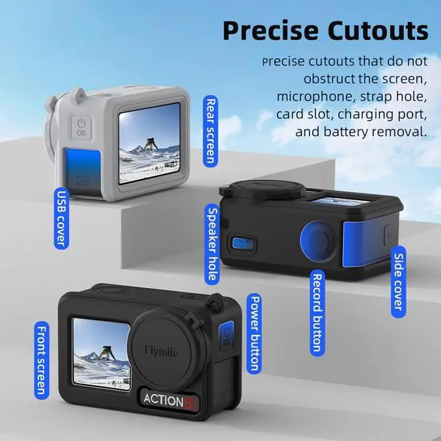 Alt view image 5 of 7 - WERLEO  Silicone Case for OSMO Action 5 Pro, Shockproof Scratch-Resistant Protective Sleeve Cover Compatible with DJI Action 4/3, Camera Accessories with Lens Cap Wrist Strap Rope