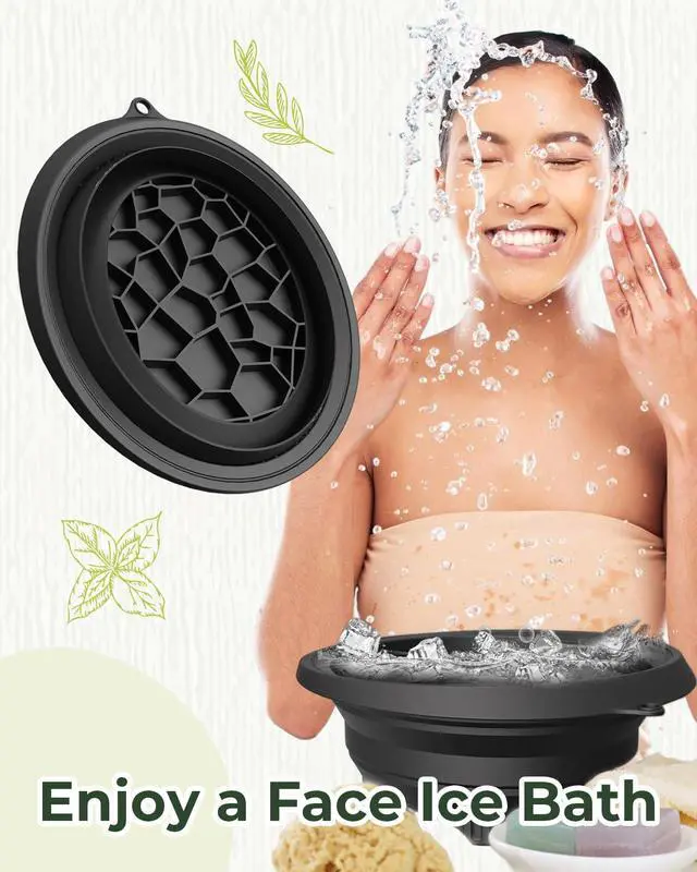 Alt view image 2 of 6 - WERLEO Silicone Bowl for Face Ice Bath,Collapsible Wash Basin with Inner Icetray,Face Plunge Therapy bowl for Dipping Ice Bath