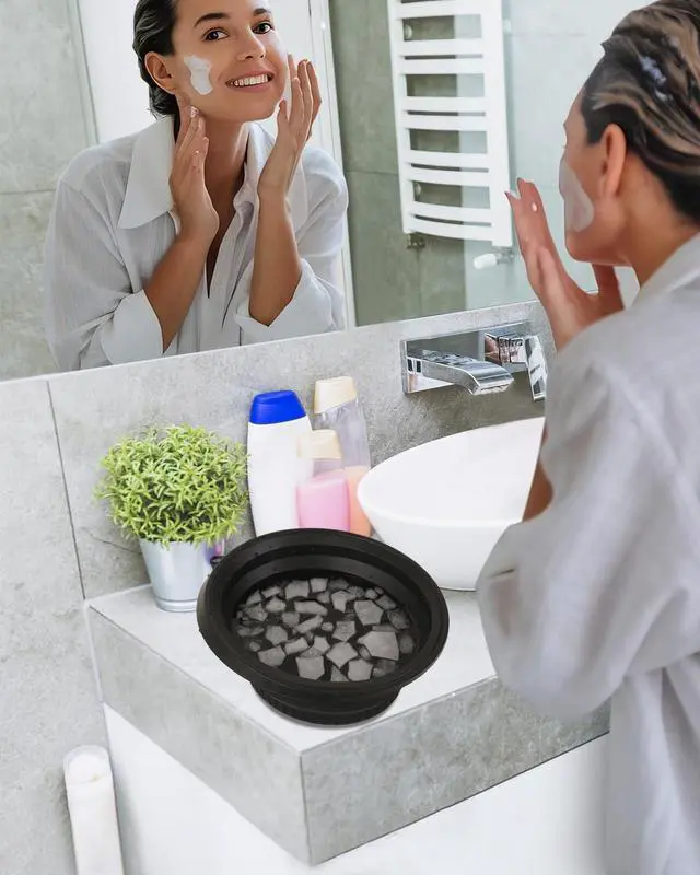 Alt view image 6 of 6 - WERLEO Silicone Bowl for Face Ice Bath,Collapsible Wash Basin with Inner Icetray,Face Plunge Therapy bowl for Dipping Ice Bath