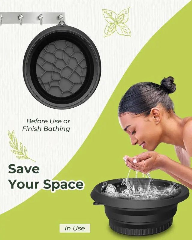 Alt view image 3 of 6 - WERLEO Silicone Bowl for Face Ice Bath,Collapsible Wash Basin with Inner Icetray,Face Plunge Therapy bowl for Dipping Ice Bath