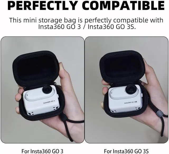 Alt view image 4 of 7 - WERLEO Small Carrying Case for Insta360 GO 3/GO 3S, PU Hard Shell Lens Cover Protection Storage Bag,Mini Travel Portable Bag with Carabiner&Wrist Strap Action Camera Accessories