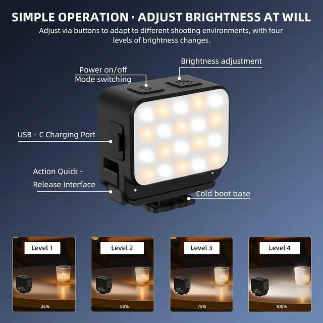 Alt view image 3 of 7 - WERLEO Pocket 3 Magnetic Mini LED Light Attachment, 8700K Adjustable Fill Video Light with Quick-Release Dual Cold Shoe Expansion Adapter for DJI Osmo Action 5 Pro/4/3 Camera Cage Accessories