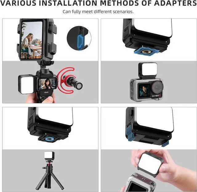Alt view image 2 of 7 - WERLEO Pocket 3 Magnetic Mini LED Light Attachment, 8700K Adjustable Fill Video Light with Quick-Release Dual Cold Shoe Expansion Adapter for DJI Osmo Action 5 Pro/4/3 Camera Cage Accessories
