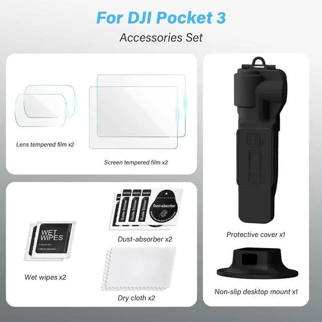 Alt view image 5 of 7 - WERLEO Protective Case for DJI Osmo Pocket 3 Creator Combo, Portable Gimbal Cover with Camera Lens Cap & Tempered Glass Screen Protector Lens Protector & Desktop Mount for DJI Pocket 3