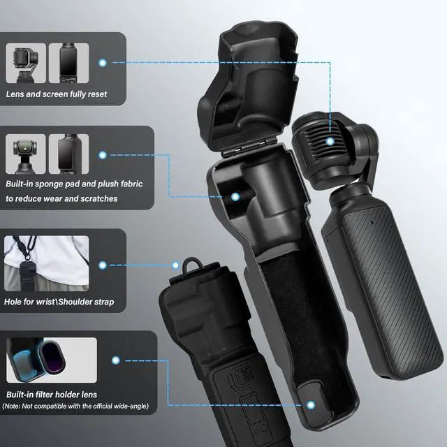 Alt view image 3 of 7 - WERLEO Protective Case for DJI Osmo Pocket 3 Creator Combo, Portable Gimbal Cover with Camera Lens Cap & Tempered Glass Screen Protector Lens Protector & Desktop Mount for DJI Pocket 3