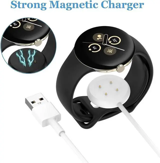 Alt view image 4 of 6 - WERLEO 2 Pack Charger for Google Pixel Watch 2, USB-A + Type-C Magnetic Charging Cable 3.3ft/100cm, Charge Cord for Google Pixel Watch 3 Smartwatch