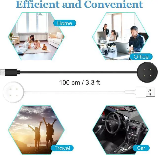 Alt view image 6 of 6 - WERLEO 2 Pack Charger for Google Pixel Watch 2, USB-A + Type-C Magnetic Charging Cable 3.3ft/100cm, Charge Cord for Google Pixel Watch 3 Smartwatch