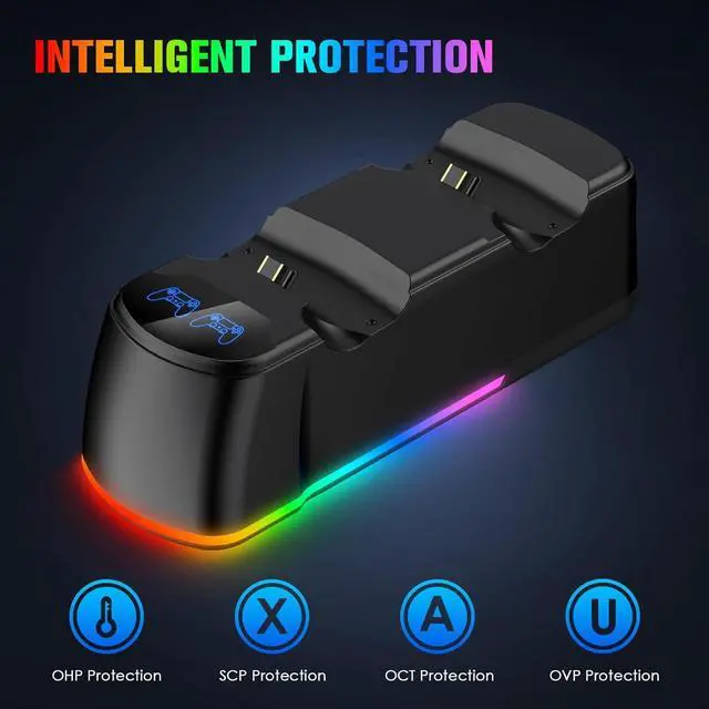 Alt view image 3 of 7 - WERLEO 2 Pack Controllers with Charging Dock Station for PS4 Controller, Wireless Controller Compatible with PS4/Pro/Slim Consoles, with LED Charging Dock, Black