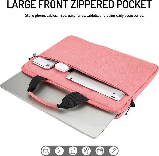 Alt view image 2 of 6 - WERLEO 15.6-16 Inch Laptop Sleeve Shoulder Bag Waterproof Notebook Chromebook Computer Carrying Case Compatible with 15.6 inch Acer Asus Dell HP Thinkpad Pink