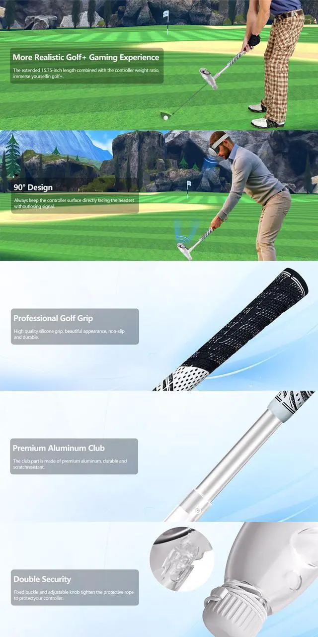 Alt view image 6 of 7 - WERLEO Golf Club Attachment Compatible with Meta/Oculus Quest 3S/Quest 3/Quest 2, Non-Slip VR Golf Handle Grip for Golf +, 80 Degree Design Keep Tracking for Right Controller)